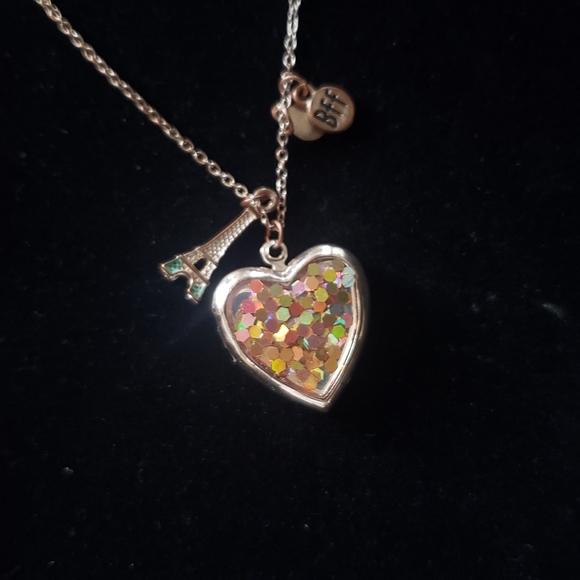 3/$20 Beautiful locket with charms (bff and aifle tower) - Picture 1 of 6